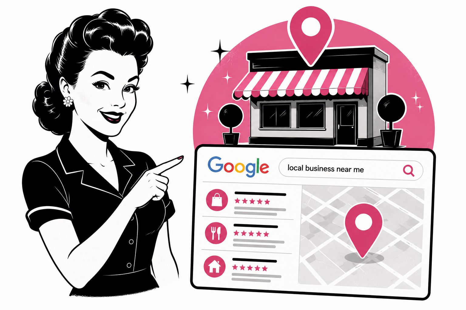 Local business appearing in Google Search and Google Maps through local SEO optimization.