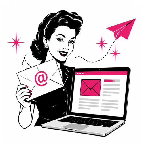 Retro illustration representing WordPress website design and development services by Queen Bee Media.