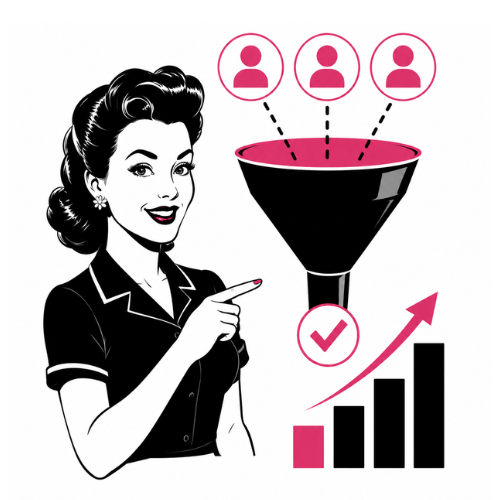 Retro illustration representing WordPress website design and development services by Queen Bee Media.