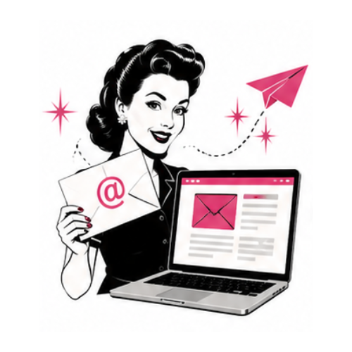 Email marketing and automation illustration featuring email campaigns, automated workflows, lead nurturing, and customer engagement strategies.
