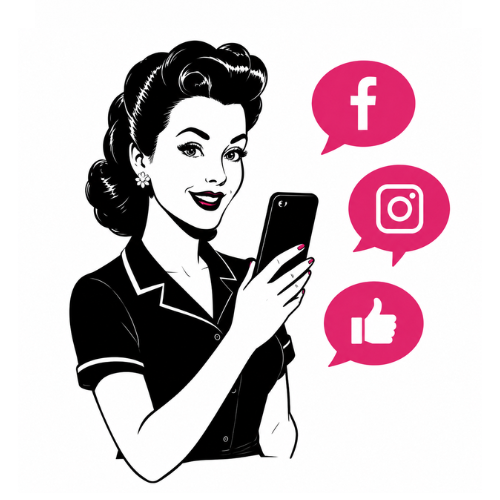 Retro illustration representing WordPress website design and development services by Queen Bee Media.